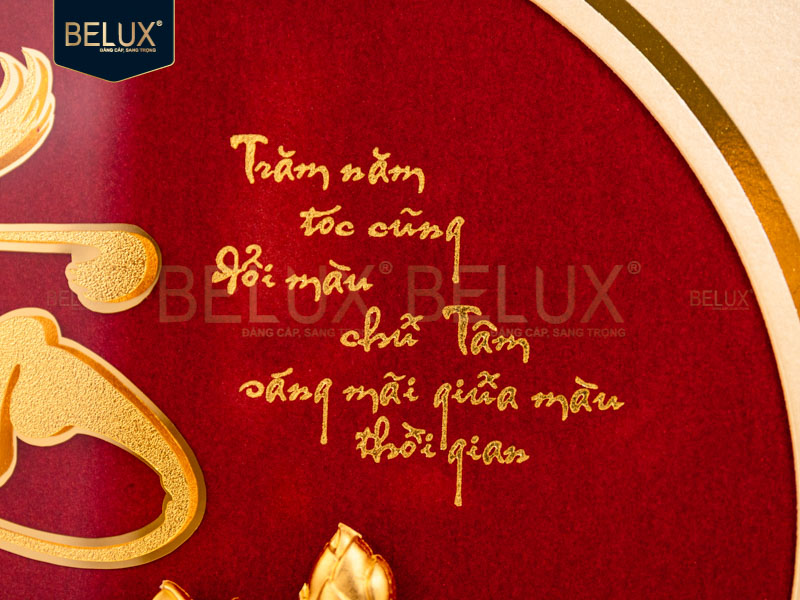 Tranh Chữ Tâm Dát Vàng 24k- 30x30cm